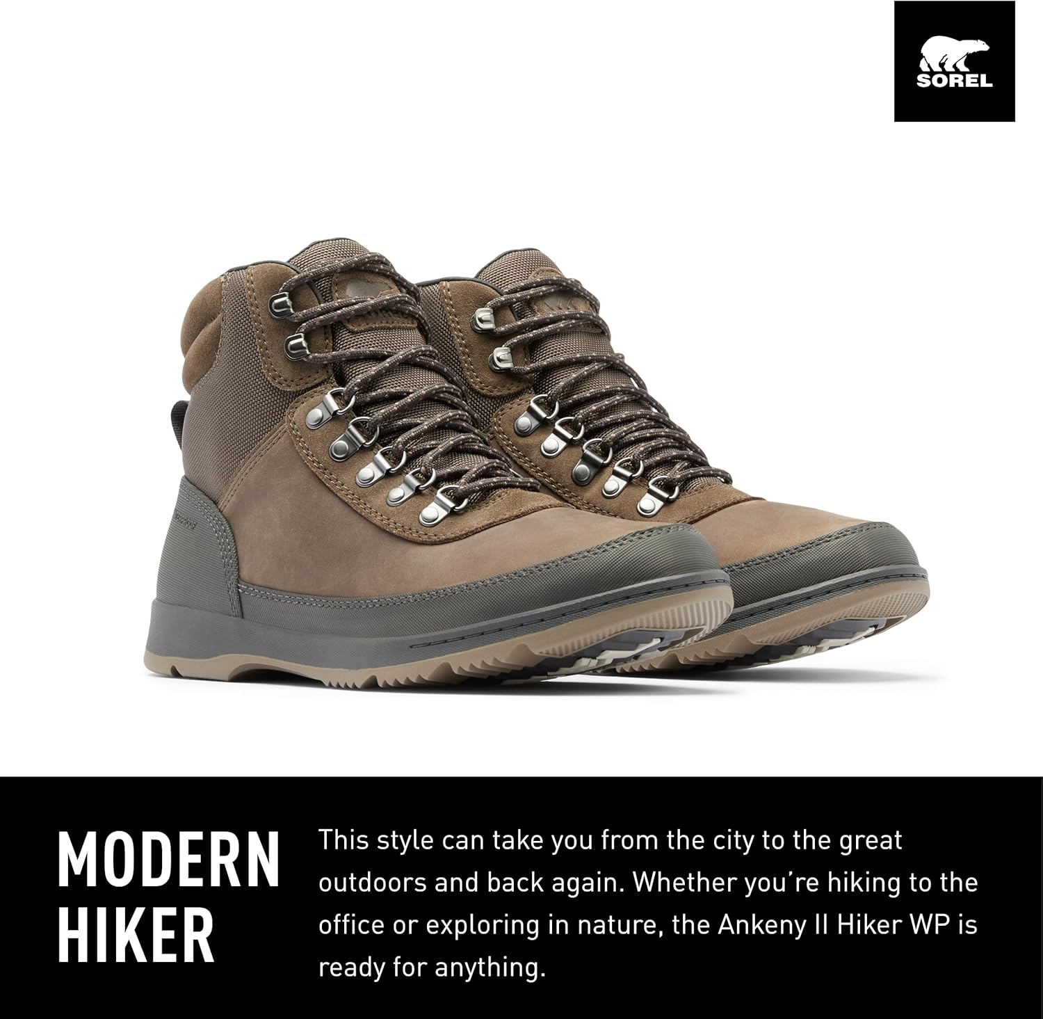 Мужские водонепроницаемые ботинки Sorel Ankeny II Hiker, Major/Wet Sand — фото 2