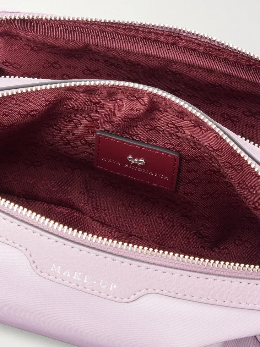Косметичка из ракушечника с отделкой из кожи и принтом «Цветы сакуры» Anya Hindmarch, фиолетовый — фото 4