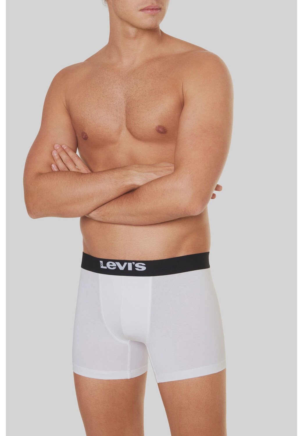 Трусы, 2 шт., эластичный пояс с логотипом, мужские Levi's, цвет White Black — фото 3