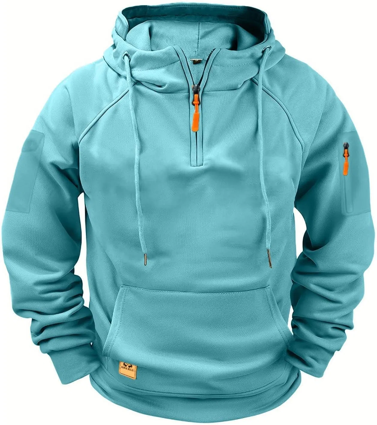 Мужская худи с четверть-застежкой, камуфляжная, с карманами, A02_mint Green