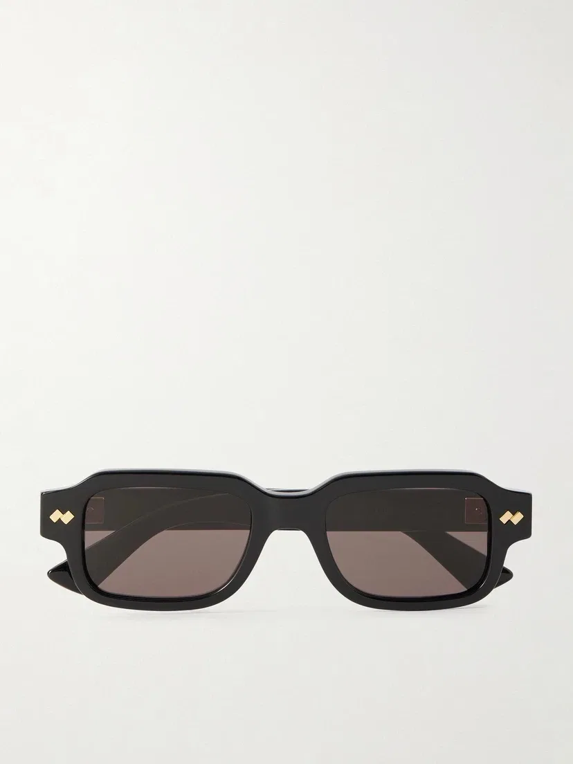 Солнцезащитные очки Intrecciato прямоугольной формы из ацетата BOTTEGA VENETA EYEWEAR, черный