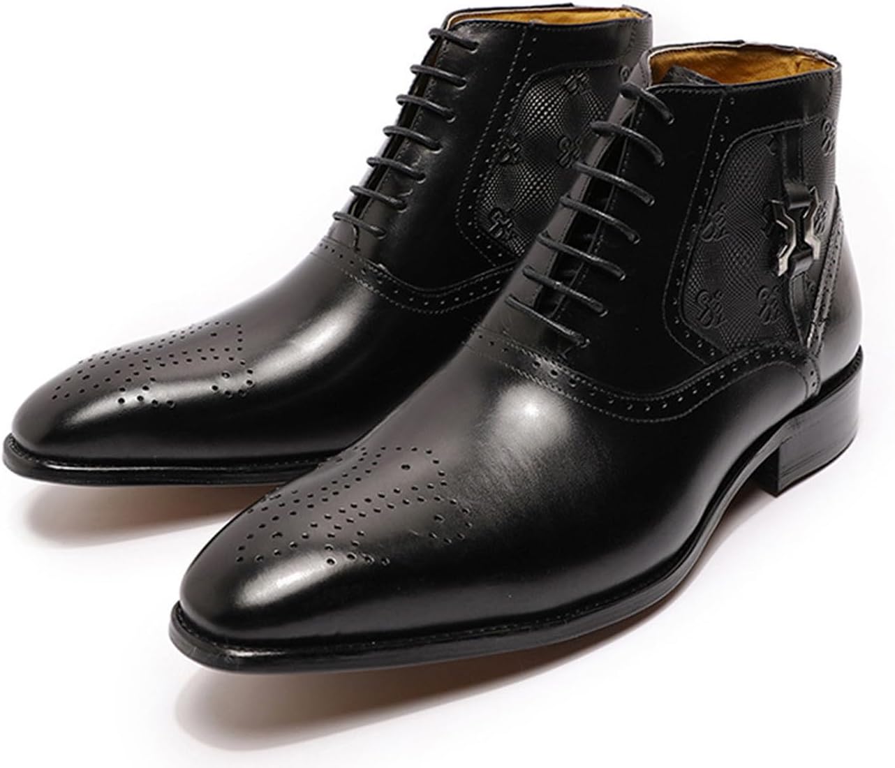 

Мужские оксфорды Santimon, формальные туфли с крыльями, броги, ботинки до щиколотки, из натуральной кожи, шнуровка, челси, для выпускного, свадьбы, делового повседневного стиля, модные, вестерн-бутсы для мужчин, черный