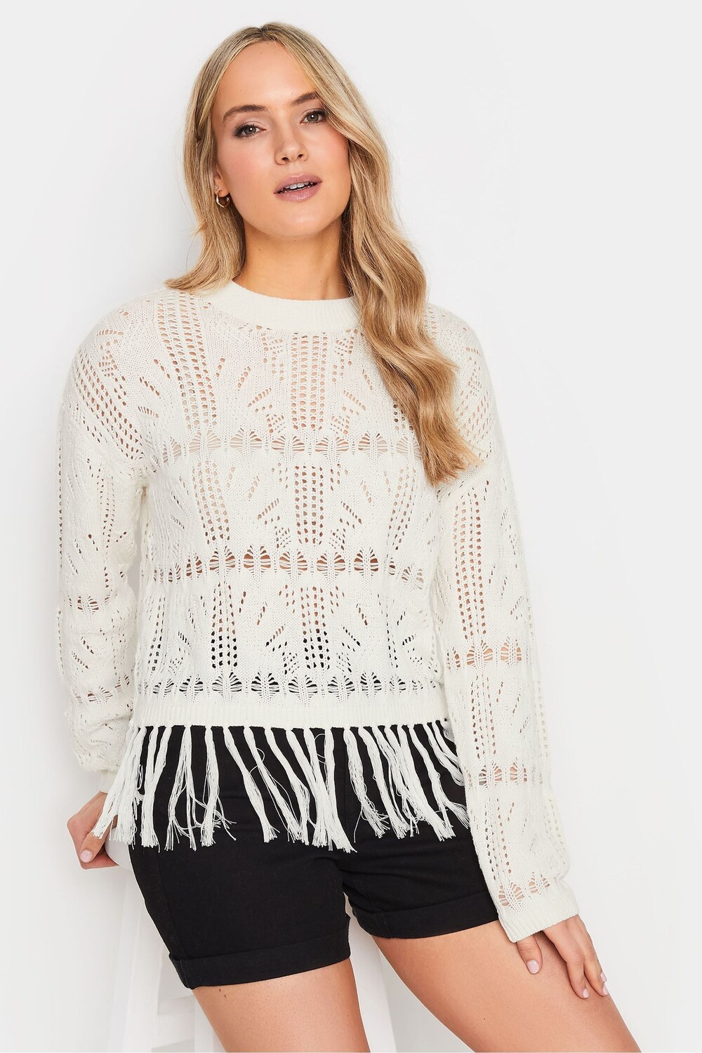 

Удлиненный джемпер крючком Long Tall Sally, белый