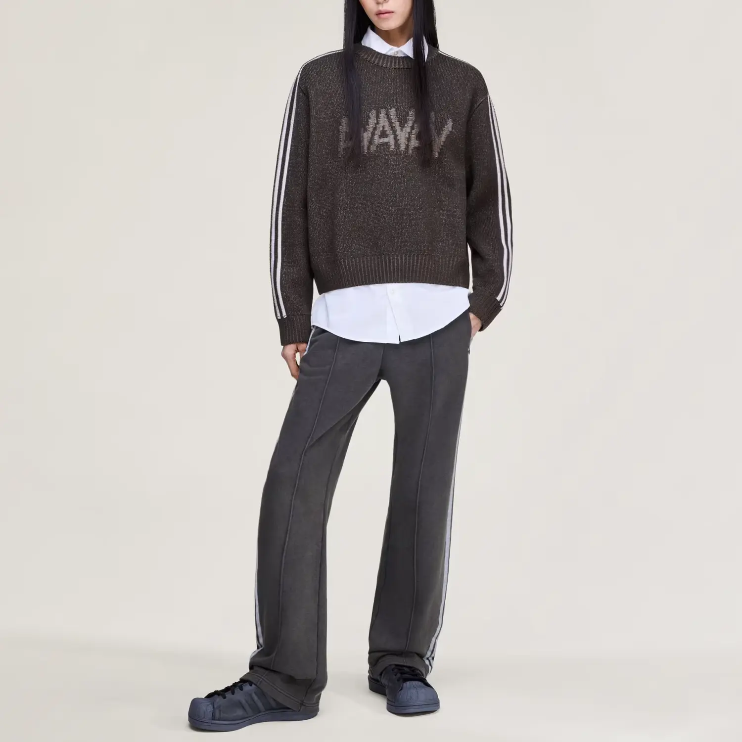 Женский свитер AVAVAV By Knitwear Adidas Originals, коричневый/белый коричневый — фото 4