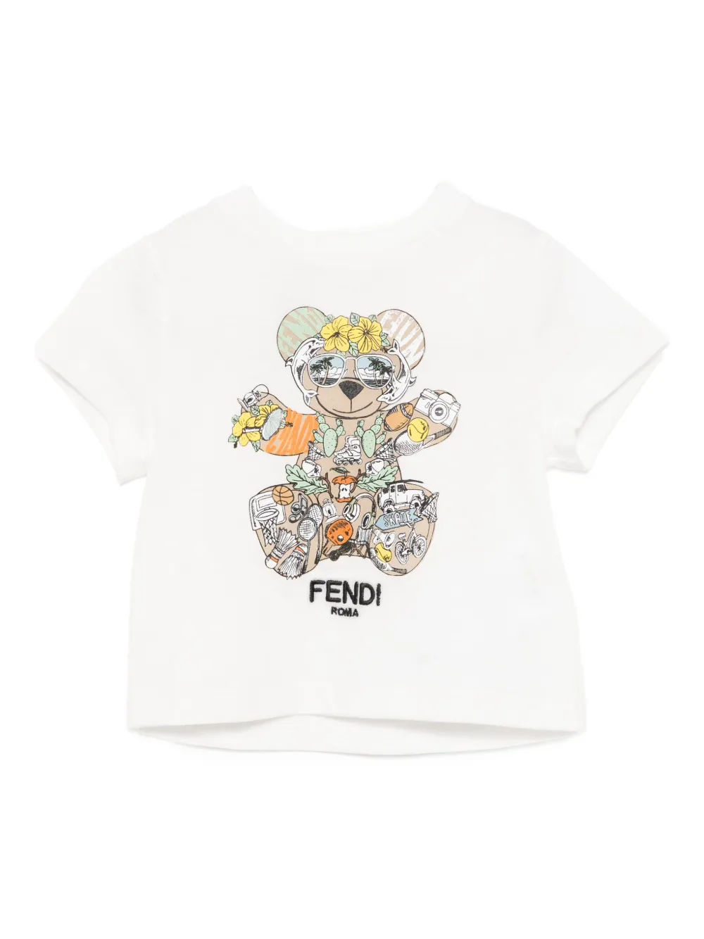 

Футболка с графичным принтом FENDI KIDS, белый