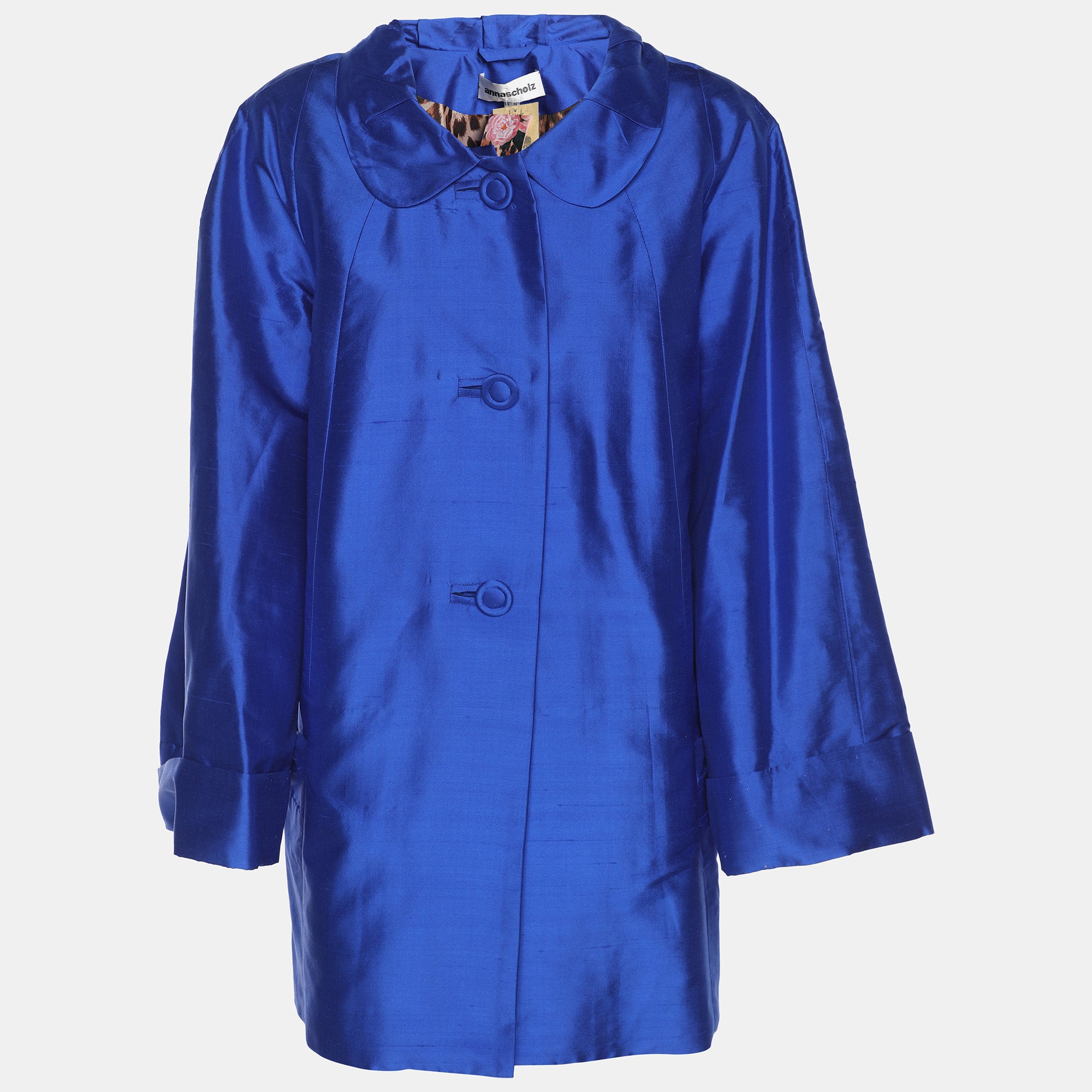 

Блузка с длинными рукавами из синего шелка дюпион от Anna Scholz