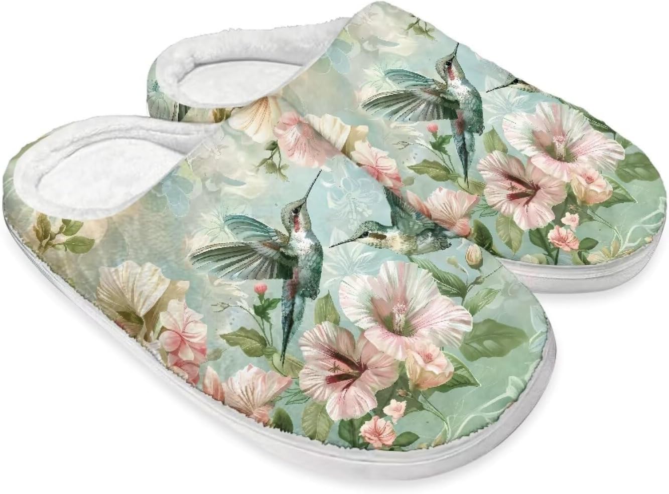 

Женские тапочки размер 9 Домашние тапочки Милые рождественские тапочки Cugasmaru, Hibiscus Hummingbird