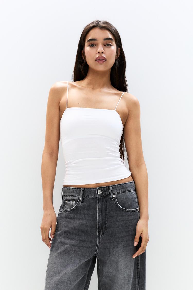 

Топ прямого покроя с бретельками Pull And Bear, белый