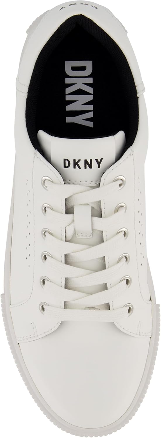 Мужские кроссовки DKNY с двухцветной зубчатой подошвой, круглым носком и шнуровкой, белый — фото 4