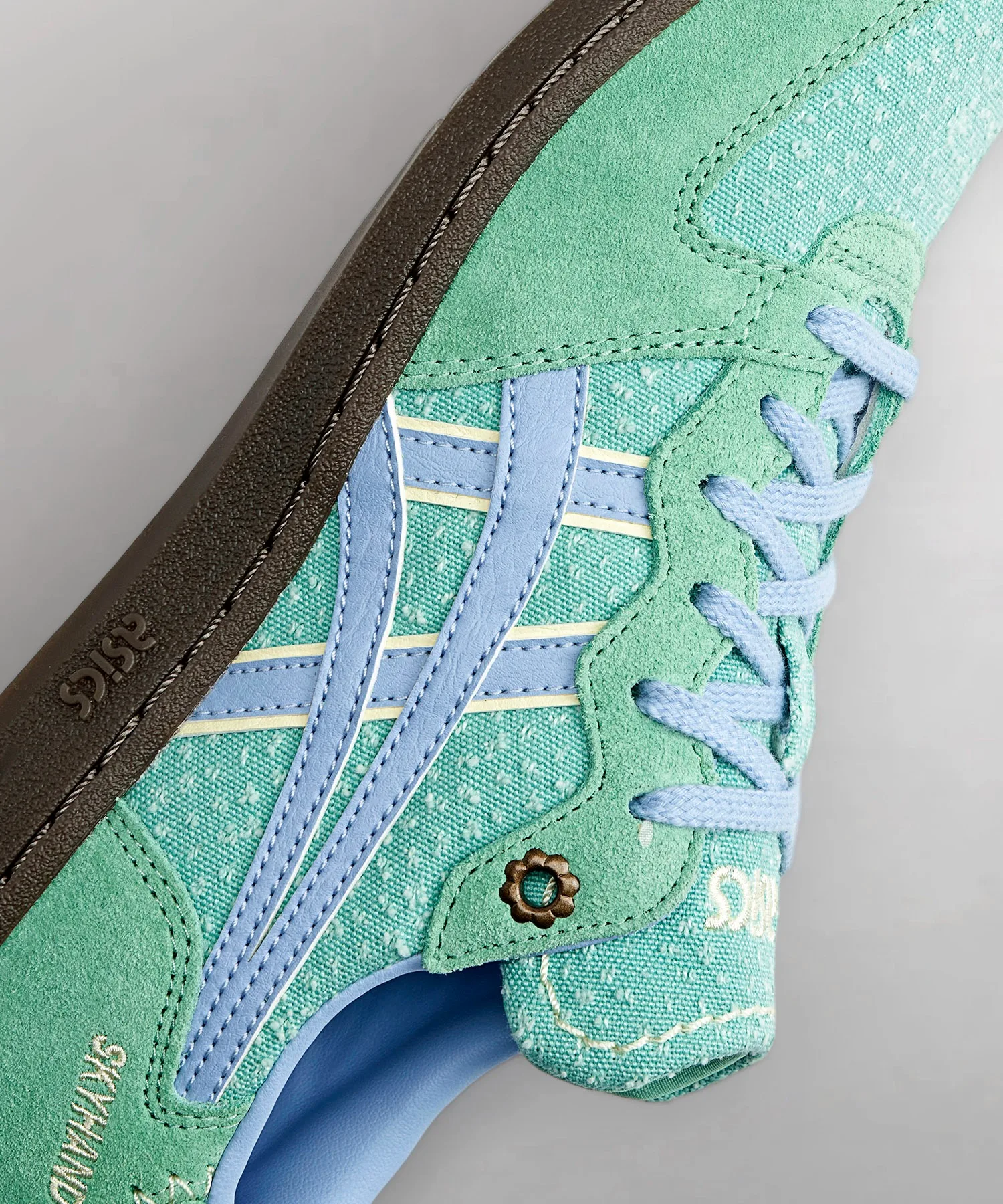 Унисекс кроссовки из натуральной кожи ASICS SKYHAND OG зелёные — фото 2