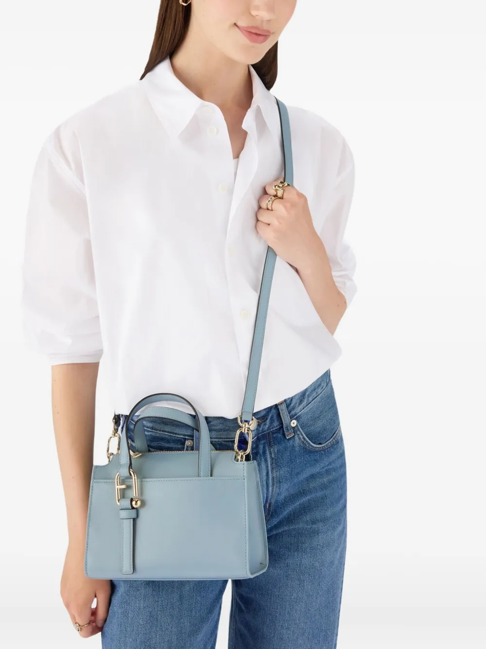 

Кожаная сумка-тоут Nuvola S Furla, синий