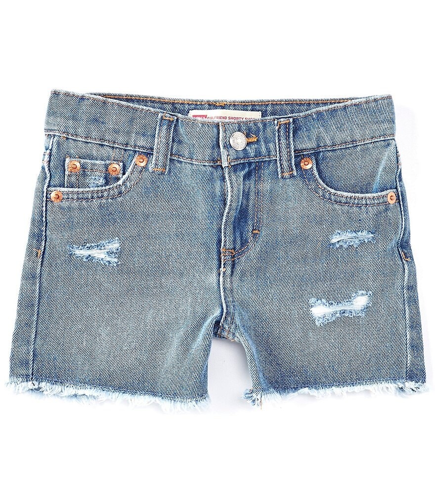 

Джинсовые шорты Levi's Little Girls 2T-6X Girlfriend Frey-Hem Shorty, синий