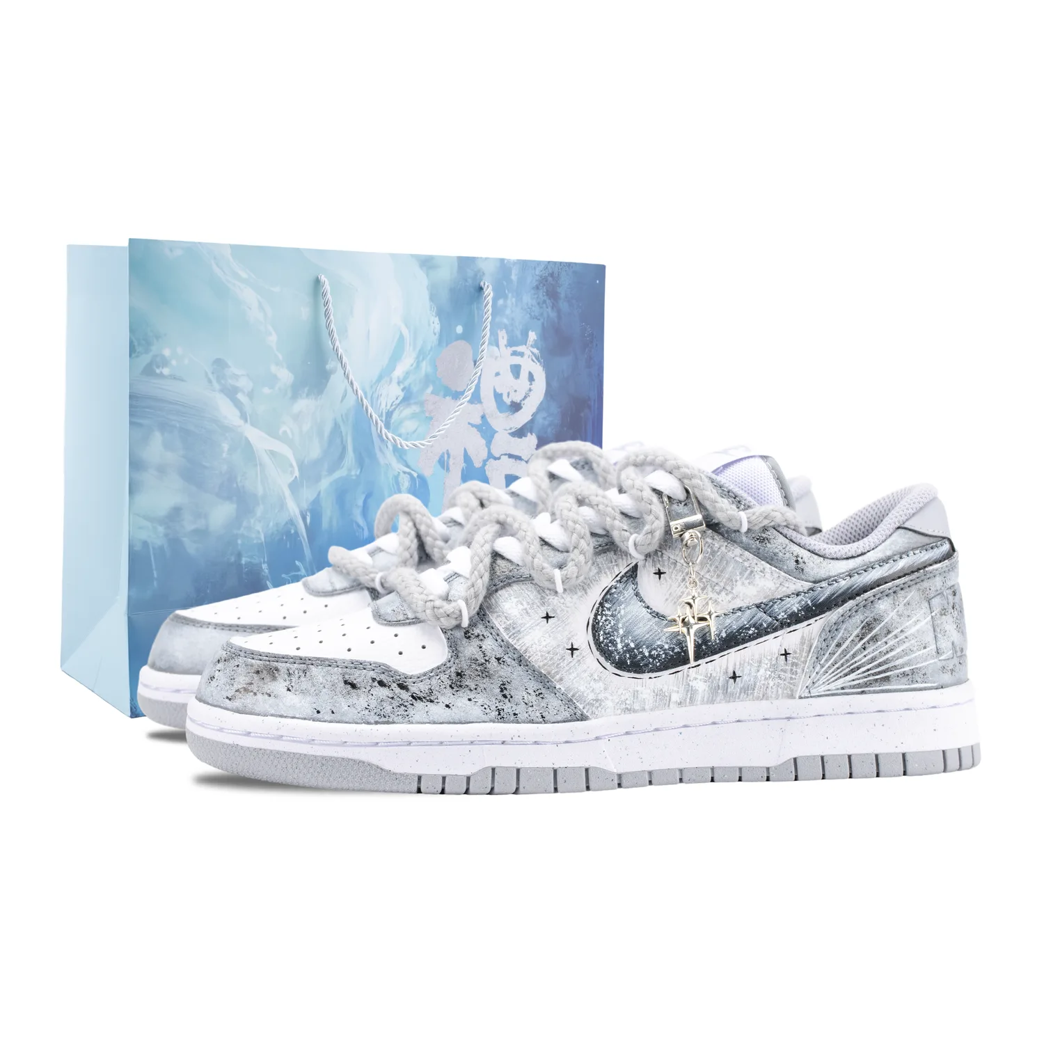 Nike Кроссовки для скейтбординга Big Moonlight Silver Sand Leather мужские, серо-белые, устойчивые к истиранию, дышащие, низкие
