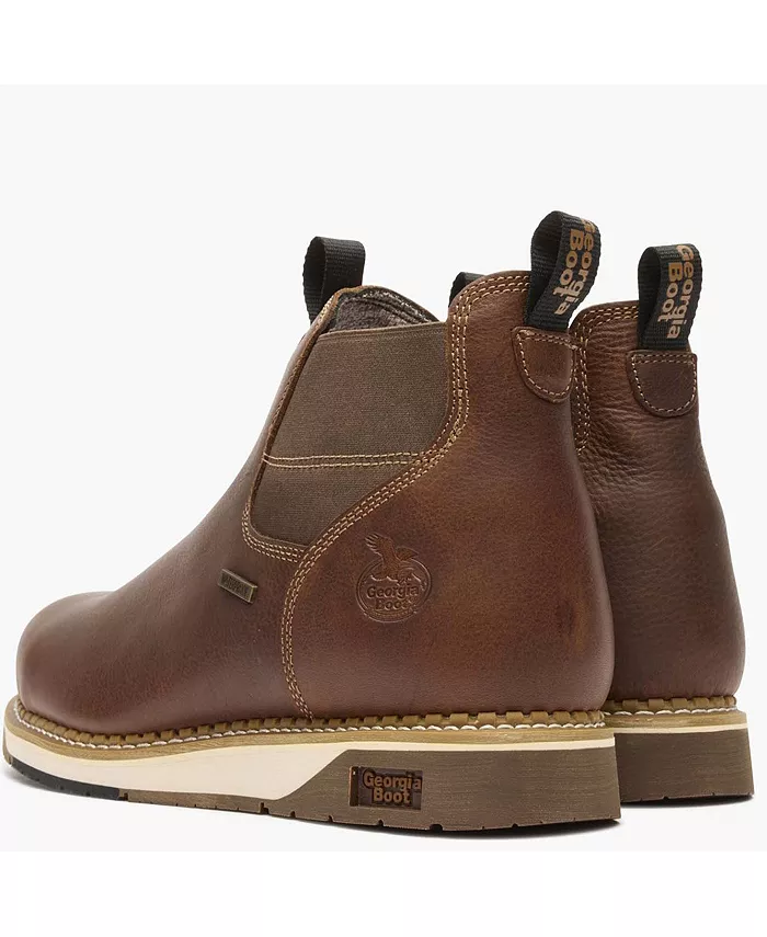 Мужские рабочие ботинки Chelsea AMP LT Wedge с защитным мысом Steel Toe и водонепроницаемостью Georgia Boot, коричневый — фото 4