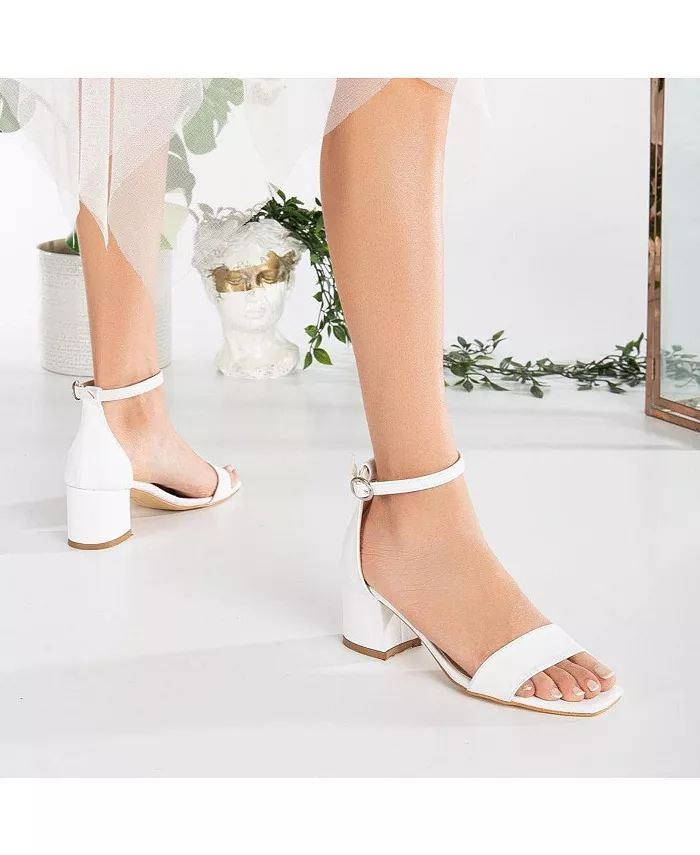 Айва сандалии на низком квадратном каблуке Forever & Always Shoes, белый — фото 4