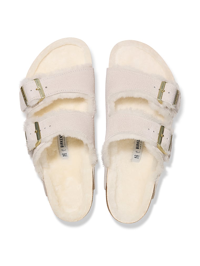 Сандалии из овчины и замши Arizona Birkenstock, белый — фото 2