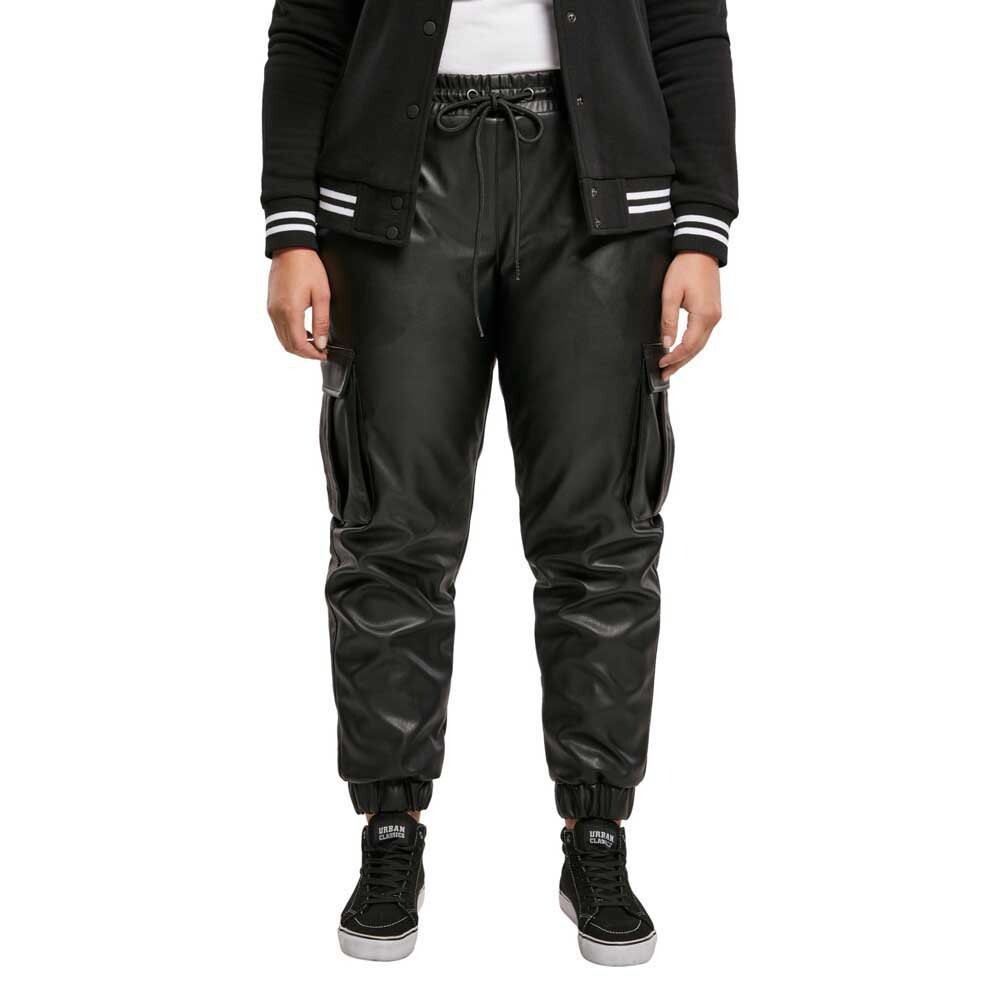 

Брюки Urban Classics Faux Leather cargo, черный