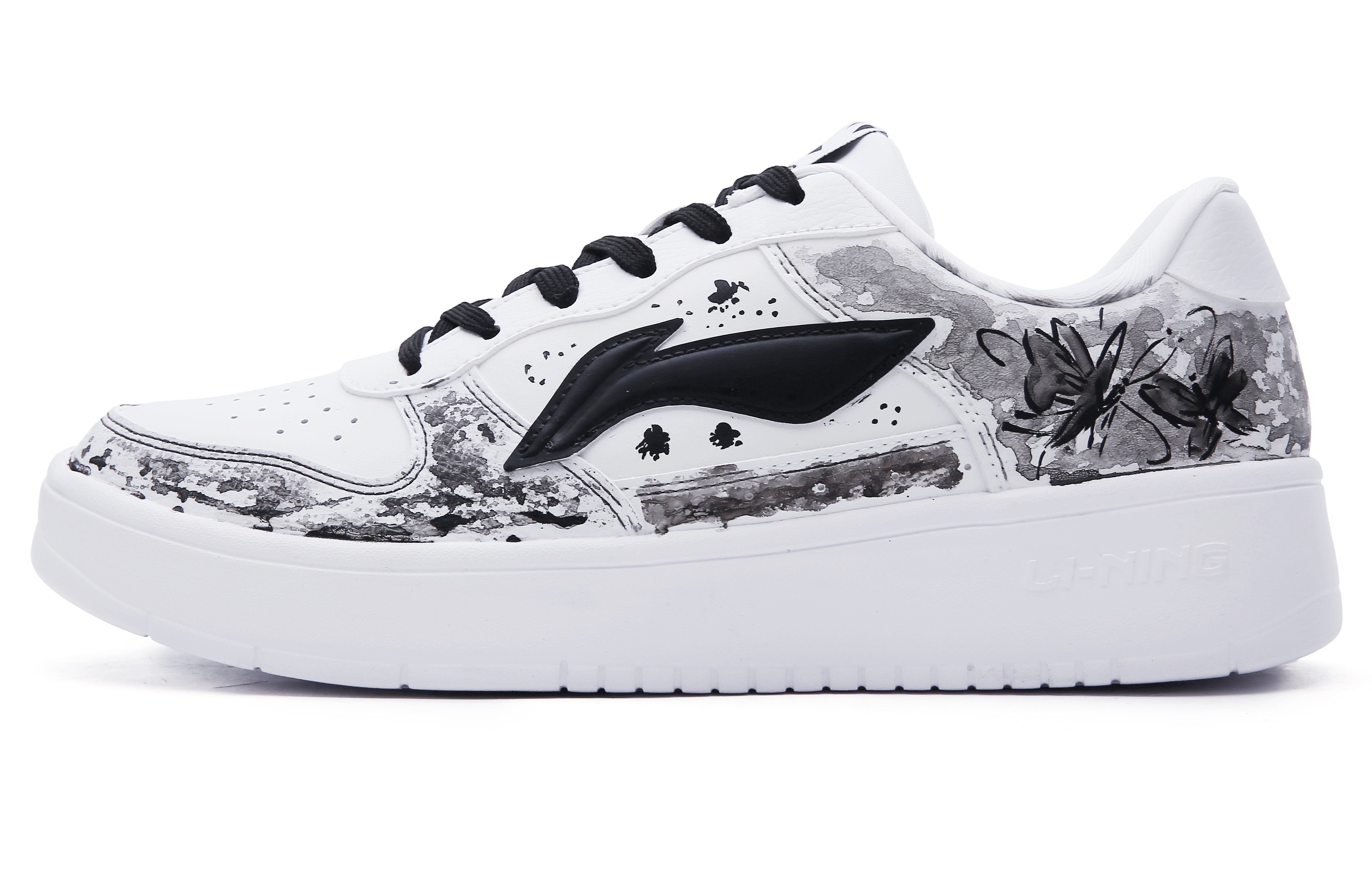 

LINING Кроссовки для скейтборда Pontoon Boats, нескользящие, износостойкие, низкие, мужские, черно-белые