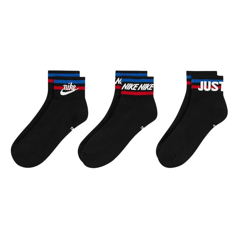 

Носки Nike Everyday Ankle Alphabet Logo Pattern Casual Sports Socks 3 Pairs Black, черный