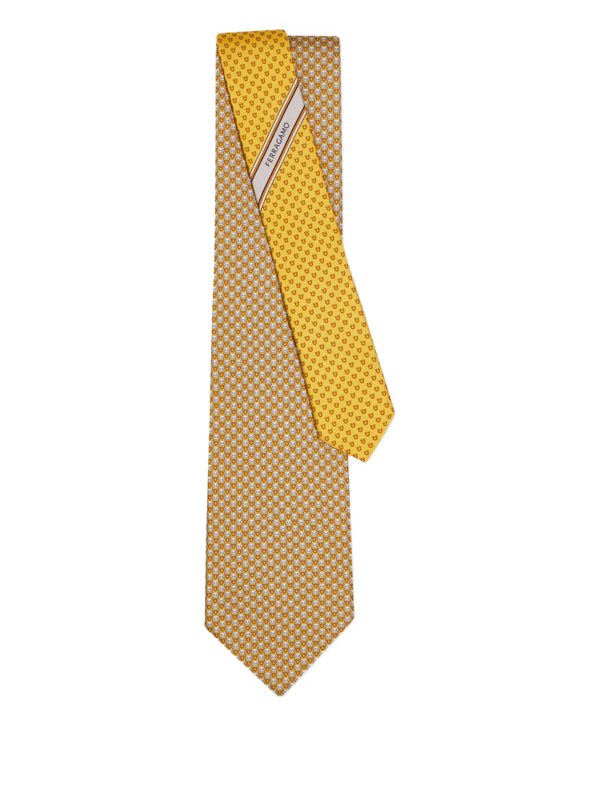 

Шелковый галстук с принтом Ferragamo, желтый
