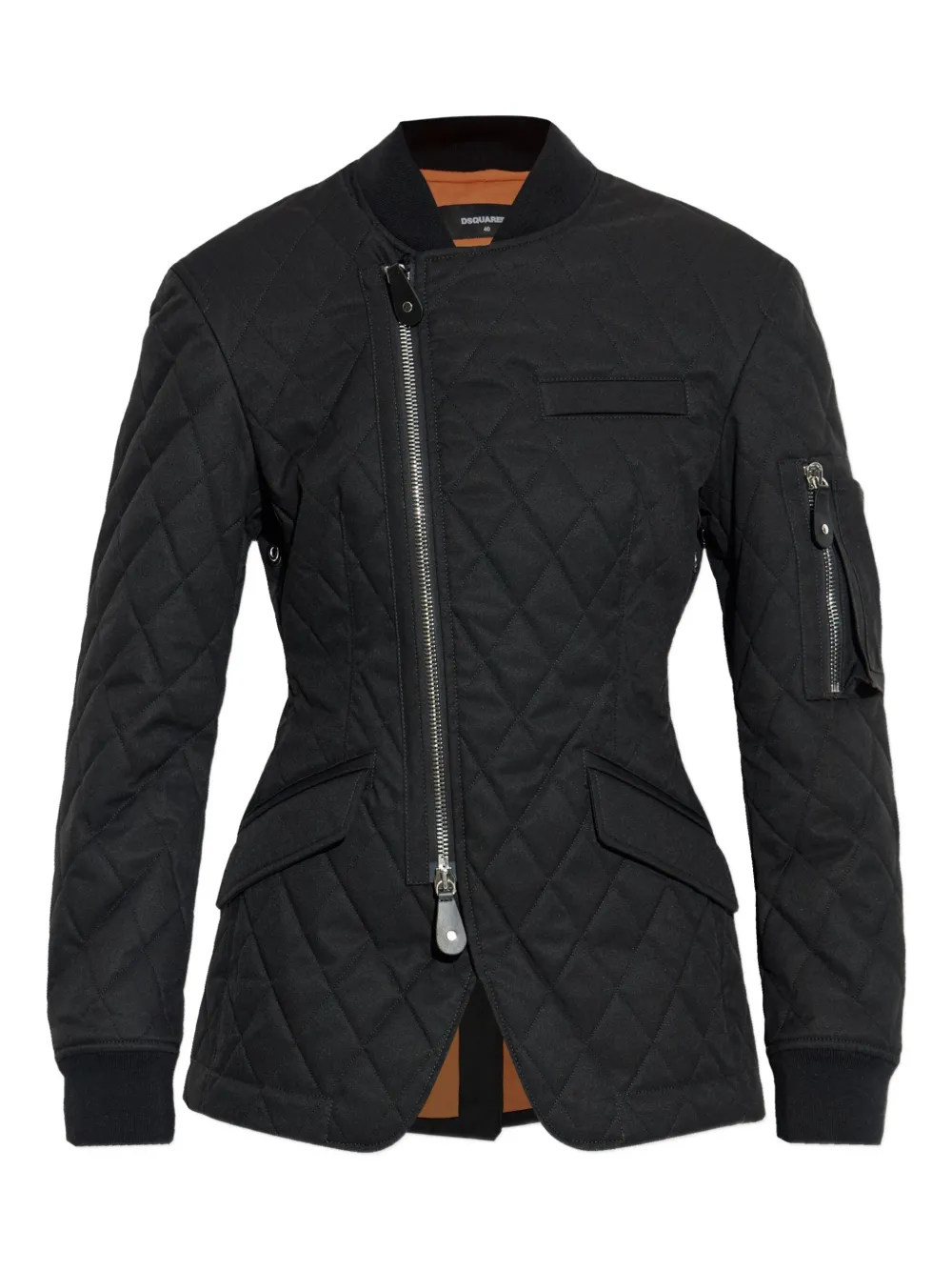 

Стеганая куртка с асимметричной молнией DSQUARED2, черный