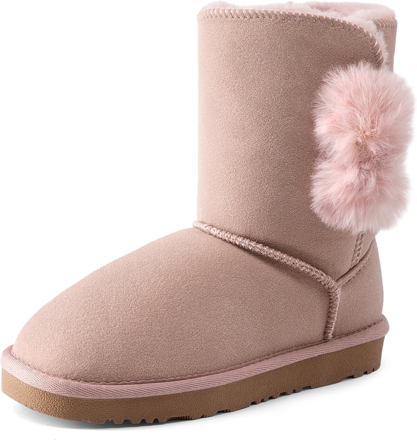 

Ботинки DREAM PAIRS для девочек и мальчиков, зимние снежные замшевые ботинки средней высоты с искусственным мехом, теплая подкладка, стильные детские ботинки Lolly для маленьких и больших детей, Light Pink