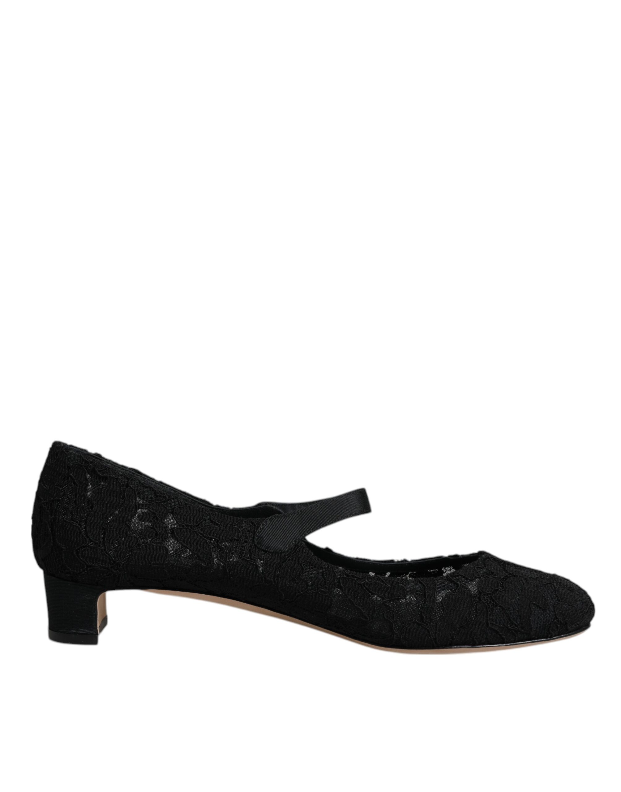 Черные туфли-лодочки Mary Jane Taormina Lace Dolce & Gabbana