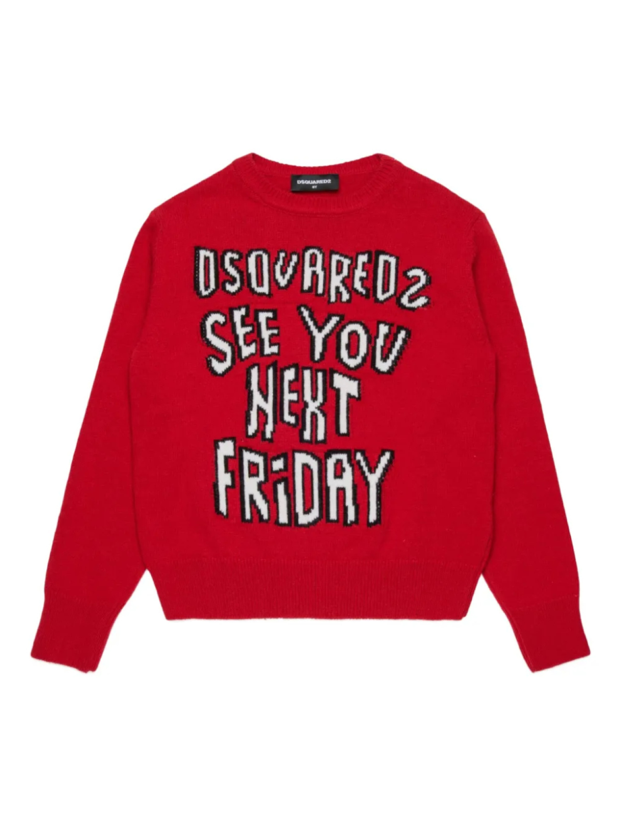 

DSQUARED2 KIDS свитер вязки интарсия с логотипом, красный