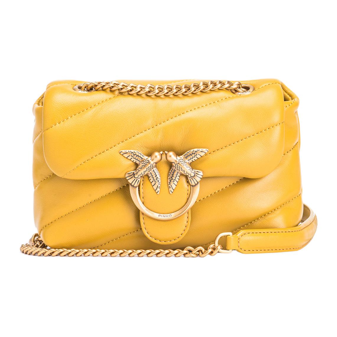 

PINKO Сумка-мессенджер Puff Sheepskin Swift, сумка через плечо, женская, желтого цвета, небольшого размера