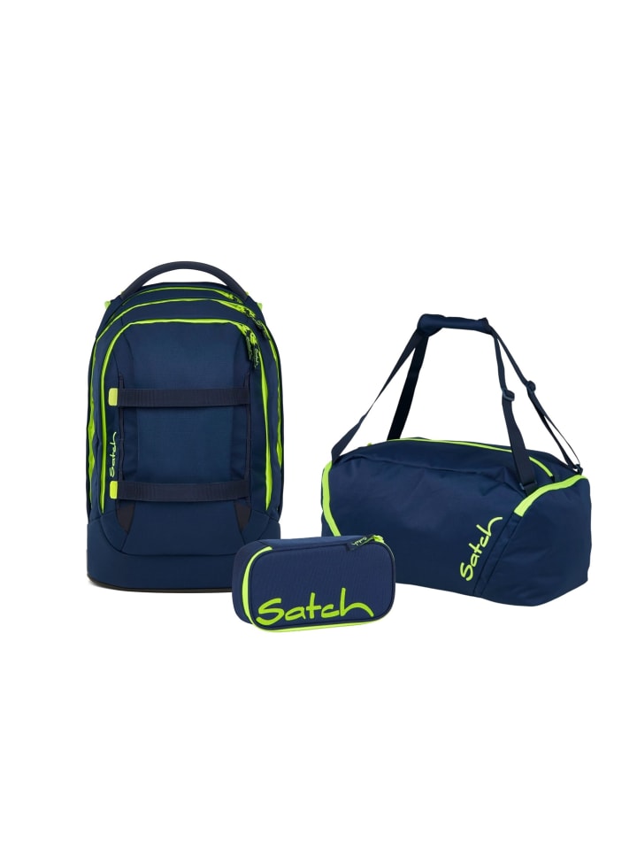 

Satch Набор школьных рюкзаков, цвет «токсичный желтый», 3 предмета, синий
