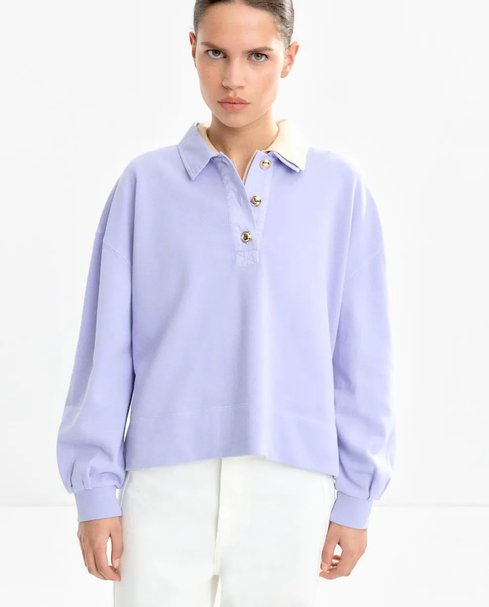 

Женская толстовка с воротником поло и застежкой на пуговицы спереди Parfois, сиреневый