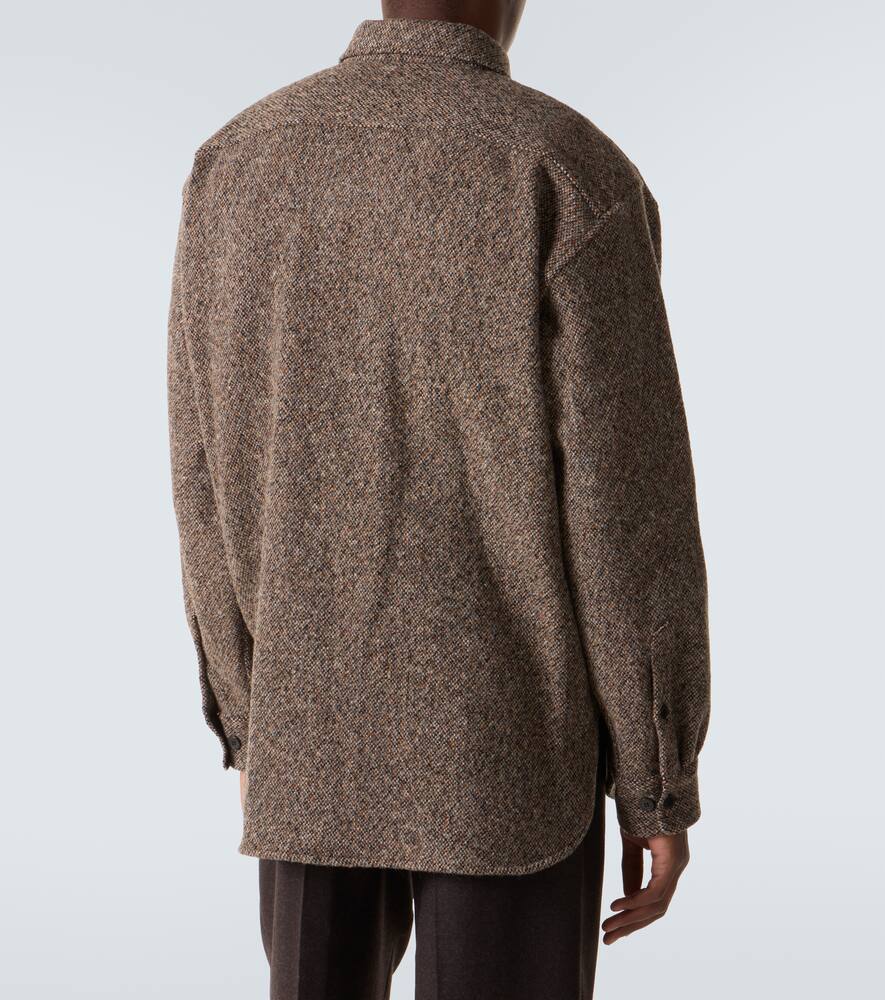 Шерстяная и хлопковая твидовая овершерта Dries Van Noten, Rust — фото 4