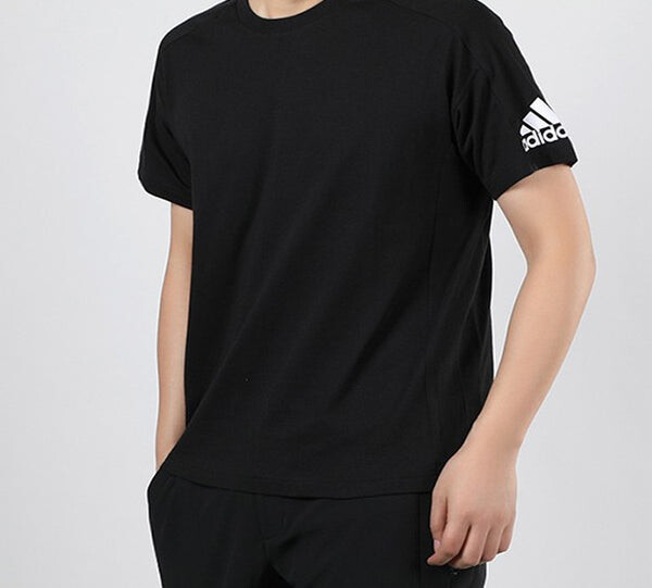 Футболка alphabet logo casual sports round neck short sleeve black Adidas, черный — фото 2
