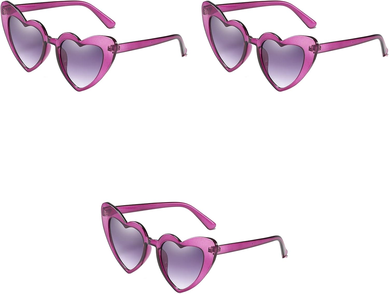 

Солнцезащитные очки в форме сердца для женщин, разноцветные очки в форме сердца для детей/девочек/подростков/вечеринок/хип-хопа ooibnn, Purple2-3pairs (Expensive in Shipping)