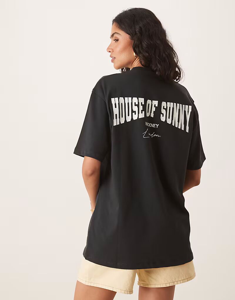 

Футболка свободного кроя с логотипом Hackney черного цвета House Of Sunny, Черный, Футболка свободного кроя с логотипом Hackney черного цвета House Of Sunny