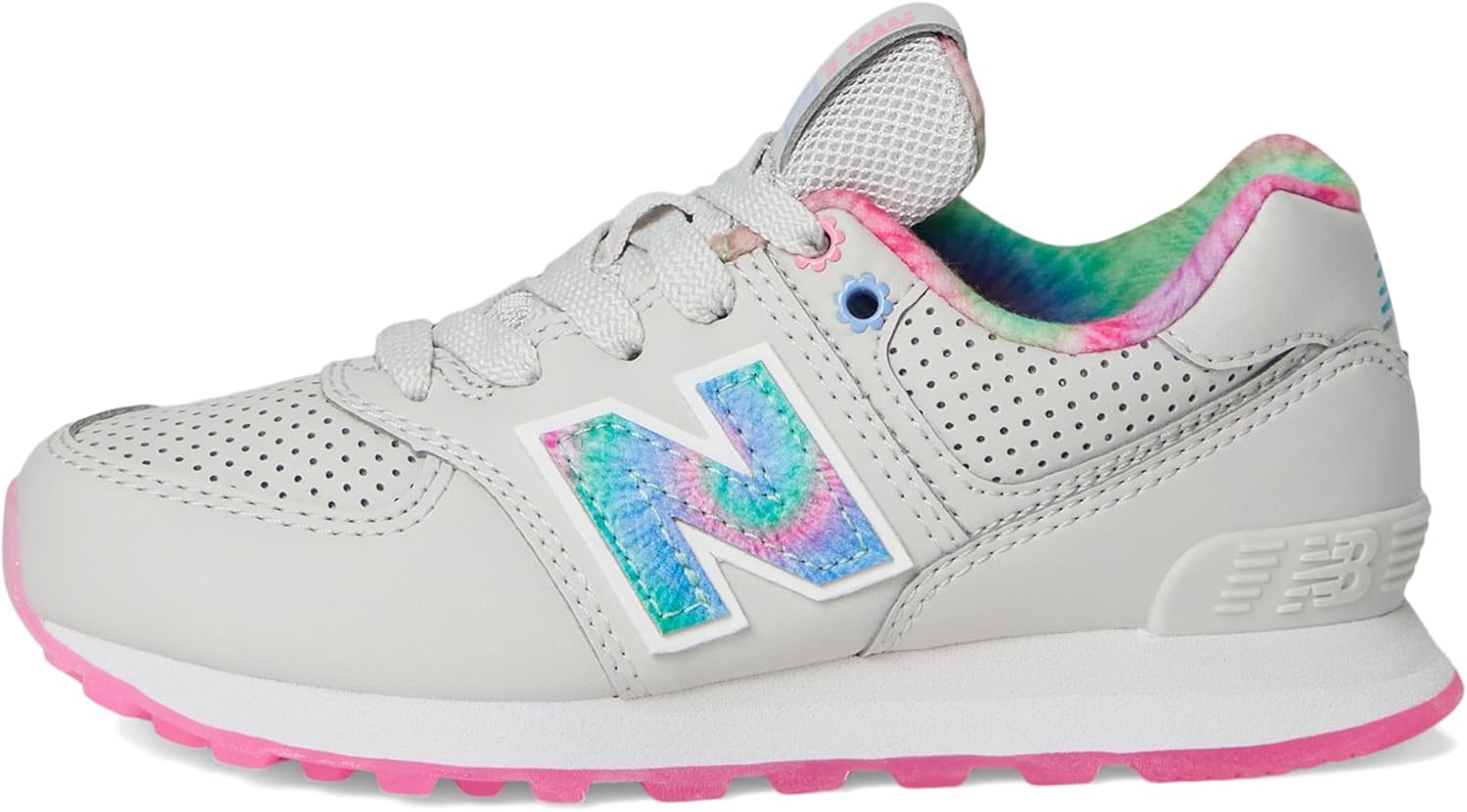 Кроссовки New Balance Kids' 574 V1 на шнуровке, розовый/серый — фото 4