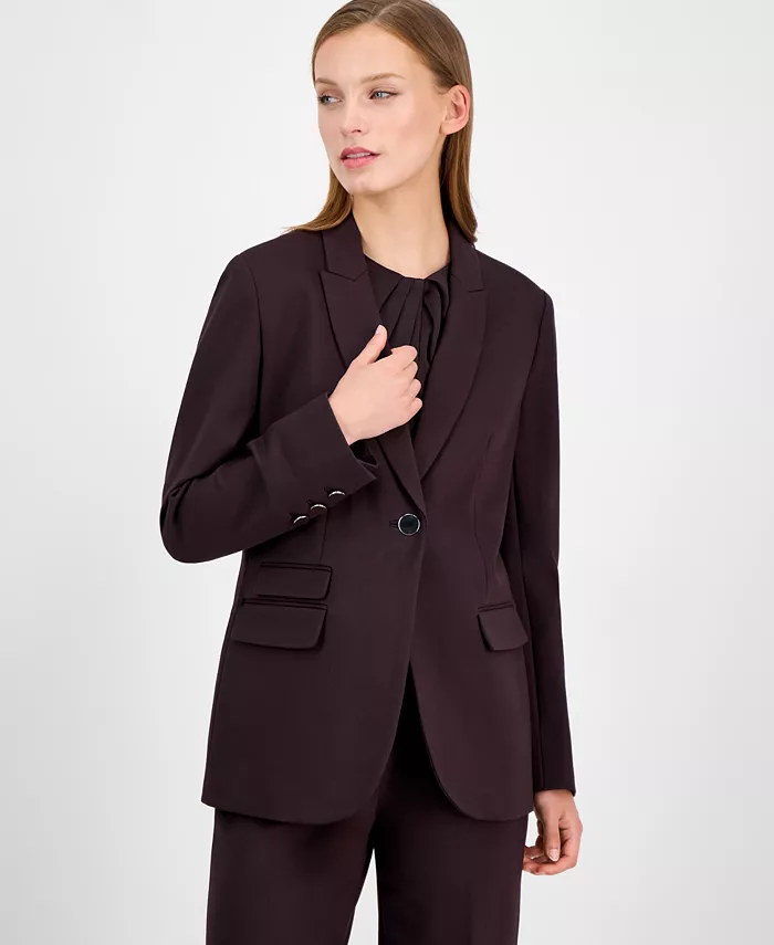 

Женский блейзер с закругленными лацканами и двумя карманами Anne Klein, коричневый