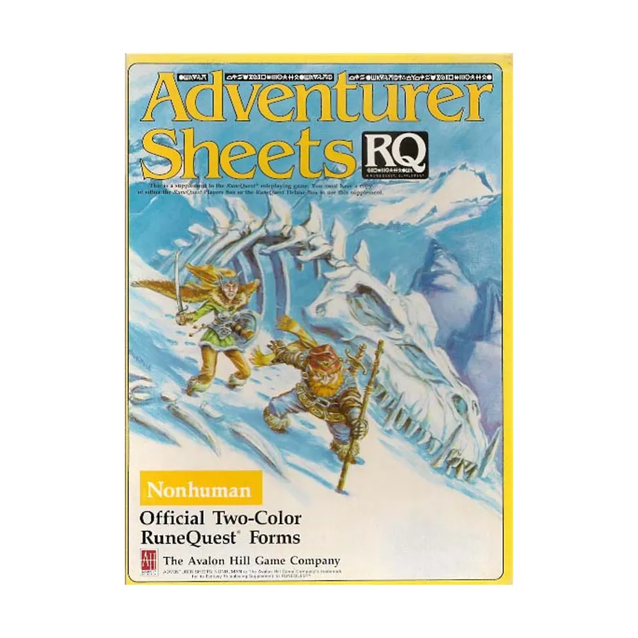 

Бокс-сет Adventurer Sheets - Nonhuman, RuneQuest (Avalon Hill)