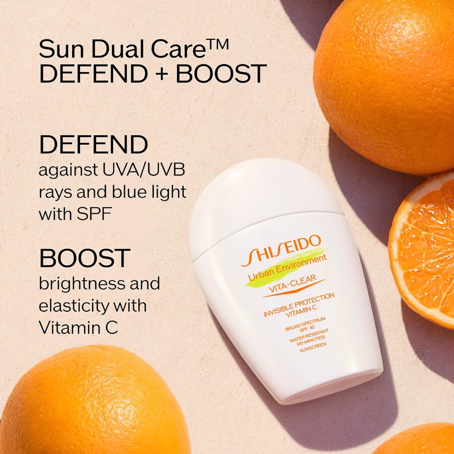 Солнцезащитный крем для лица Urban Environment Vita-Clear SPF 42 с витамином С Shiseido, 1 oz /30 mL — фото 2