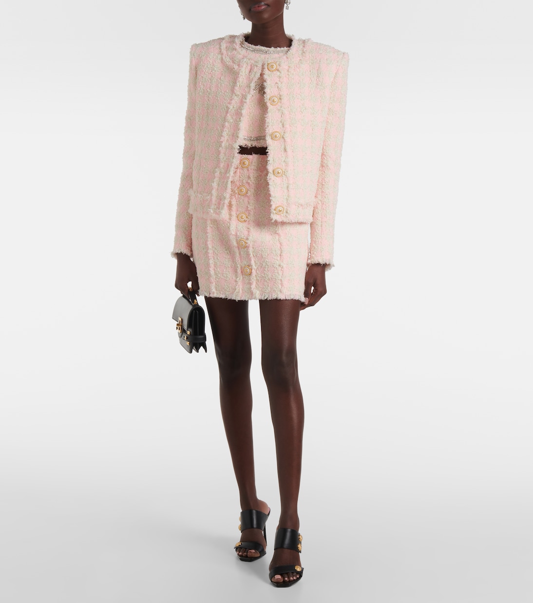 Твидовый пиджак Balmain, Rose/Beige — фото 2