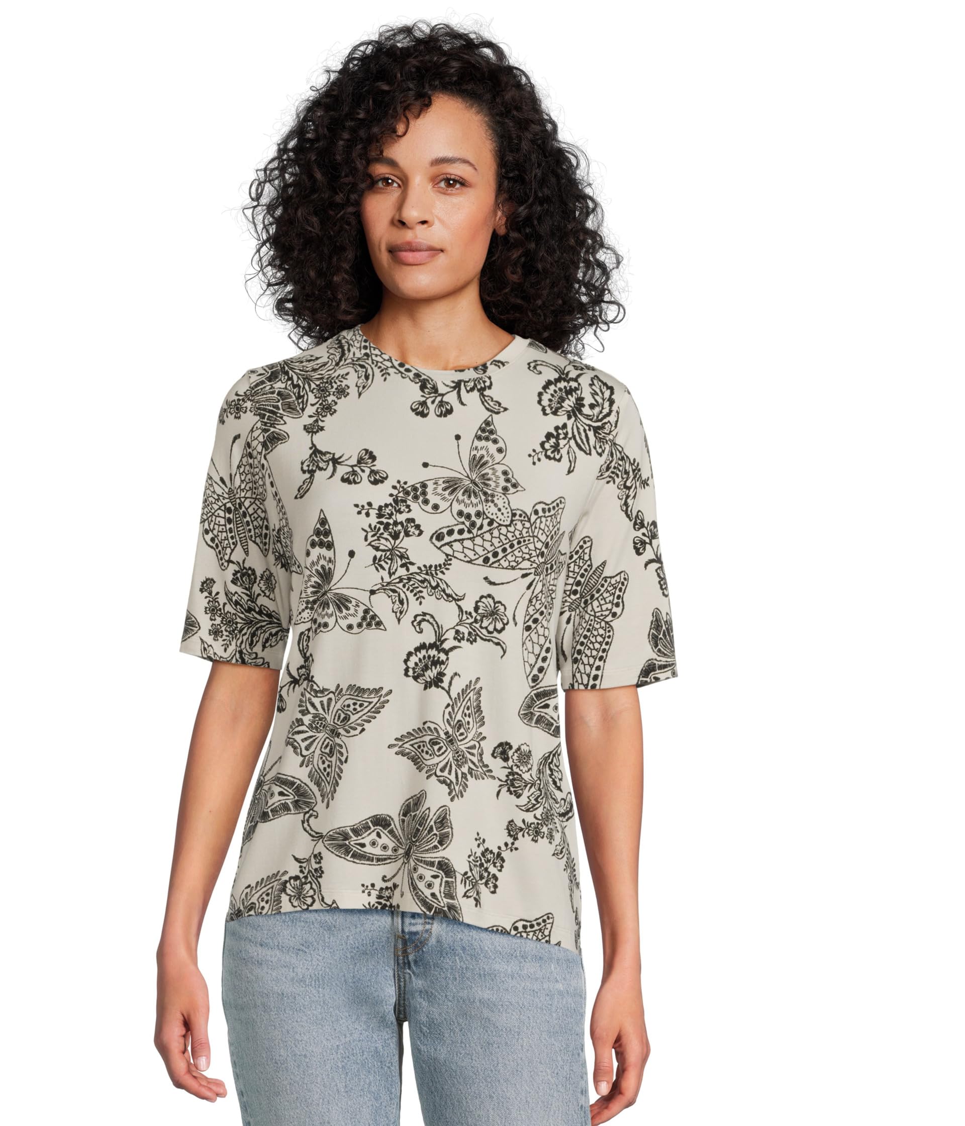 

Футболка Johnny Was The Janie Favorite Fitted Elbow Sleeve Tee- Sydnee, Sydnee-bw