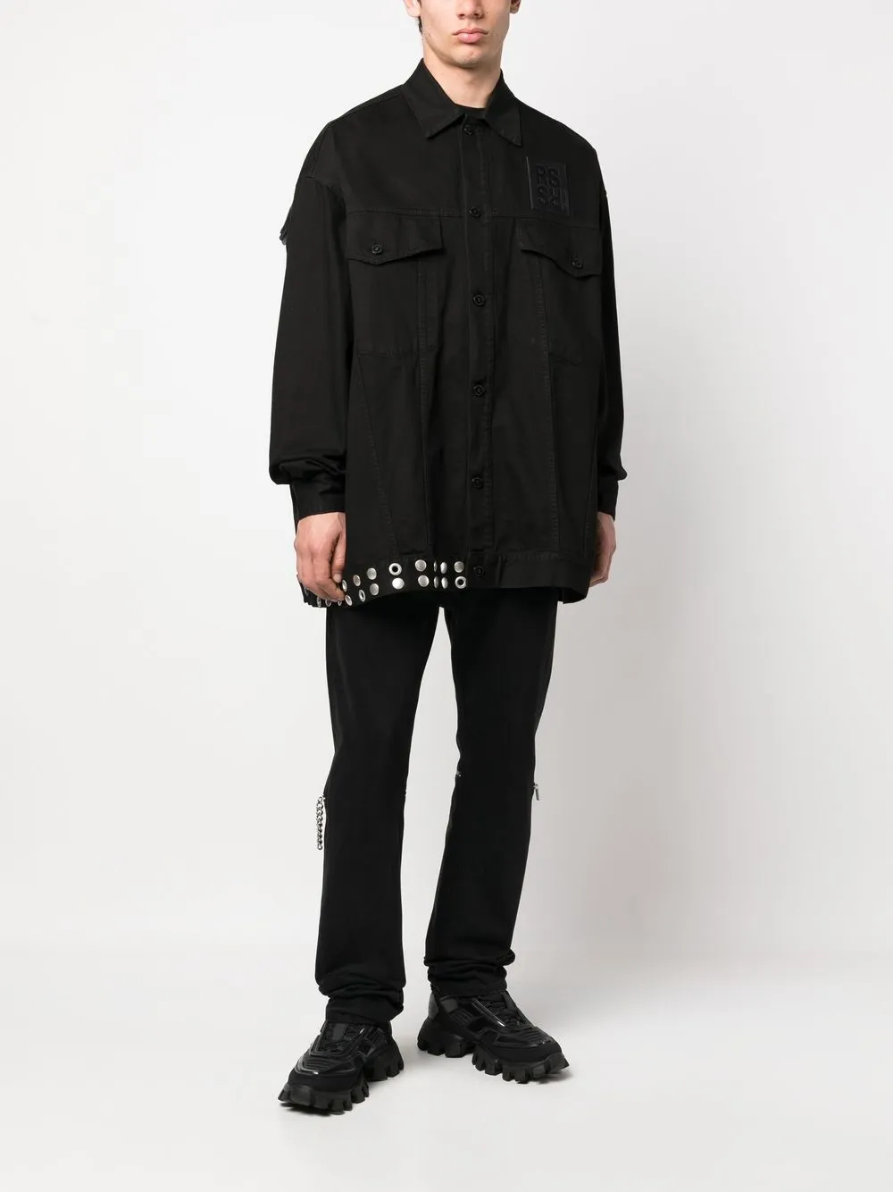 Джинсовая куртка с бахромой Raf Simons, черный — фото 2