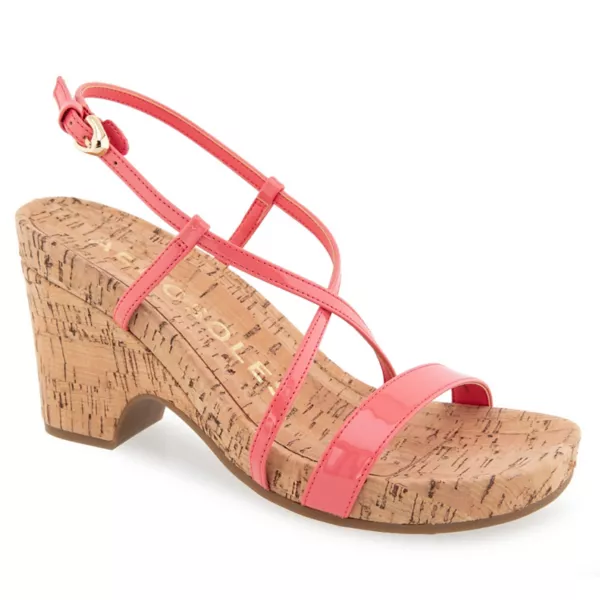 Женские босоножки Miles на танкетке с ремешками Aerosoles, цвет coral patent