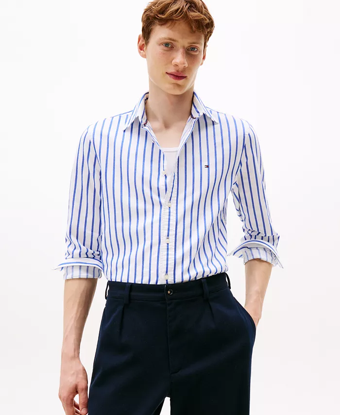 

Мужская рубашка Oxford с длинным рукавом Heritage Stripe Tommy Hilfiger, белый