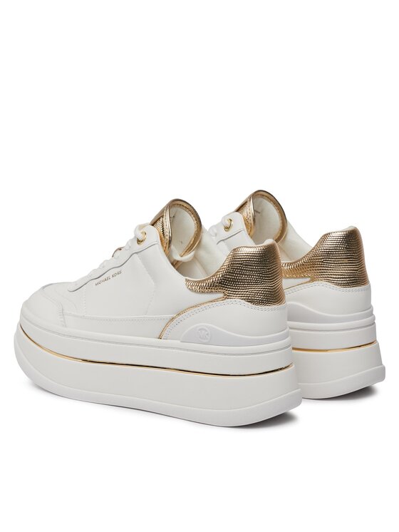 Золотые кроссовки Hayes Lace Up 43R4HYFS2L Michael Michael Kors, белый — фото 3