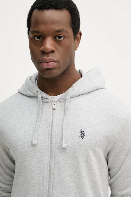 Толстовка на молнии хлопковая DHM LB U.S. Polo Assn., серый — фото 4