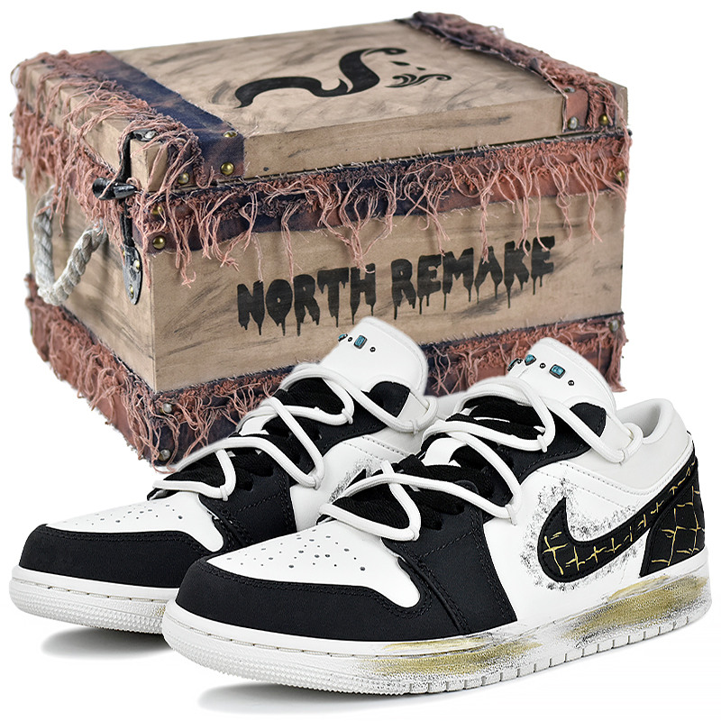 

Jordan Баскетбольные кроссовки Air 1 Lightweight Low Top Vintage, мужские, черные, белые, золотые