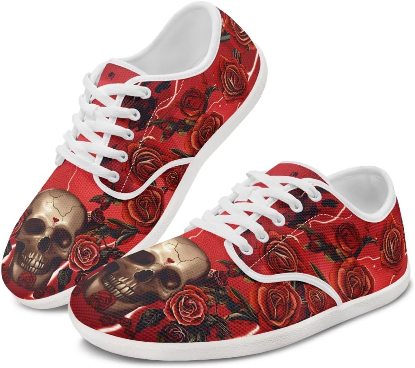 

Кроссовки Skull Barefoot для мужчин и женщин с широким носком, нулевая посадка, минималистичные, дышащие, без шнурков Pointodoor, Skull Rose Print