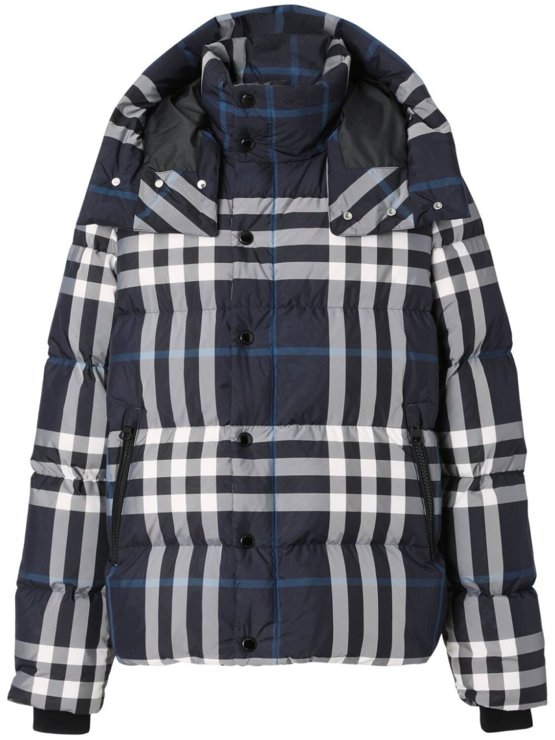 

Burberry клетчатый пуховик со съемным капюшоном, черный