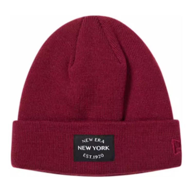 

New Era Акриловая вязаная шапка унисекс бордового цвета, Burgundy